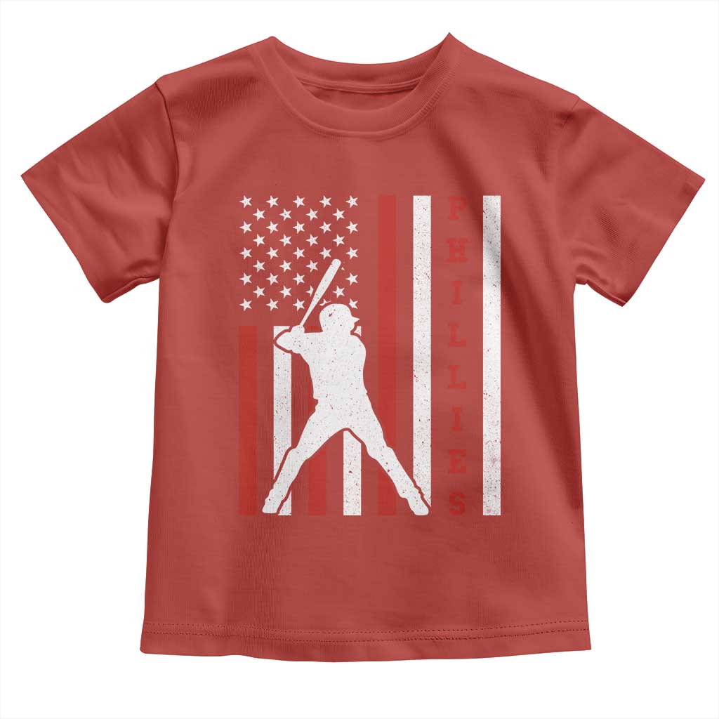 Phillies Baseball Toddler T Shirt Cool Distressed Philadelphia Red October US Flag - Wonder Print Shop