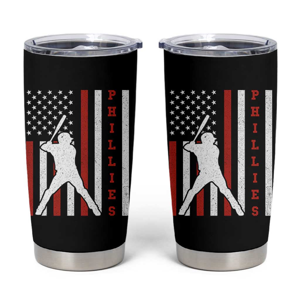 Phillies Baseball Tumbler Cup Cool Distressed Philadelphia Red October US Flag - Wonder Print Shop