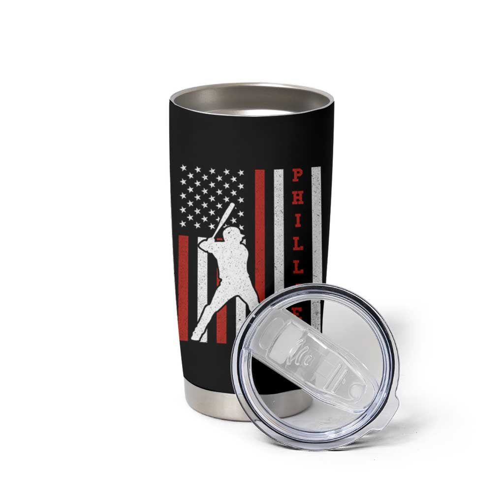 Phillies Baseball Tumbler Cup Cool Distressed Philadelphia Red October US Flag - Wonder Print Shop