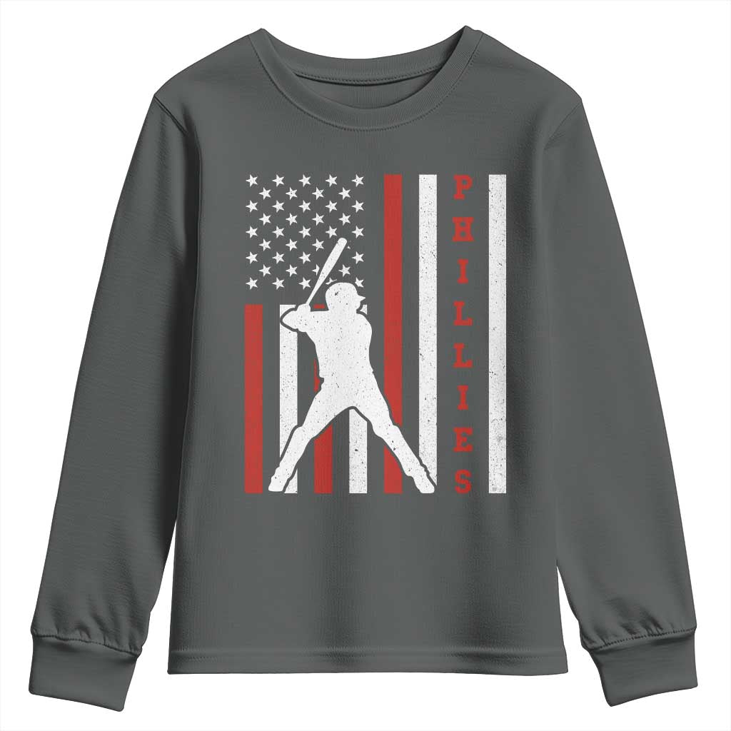 Phillies Baseball Youth Sweatshirt Cool Distressed Philadelphia Red October US Flag - Wonder Print Shop