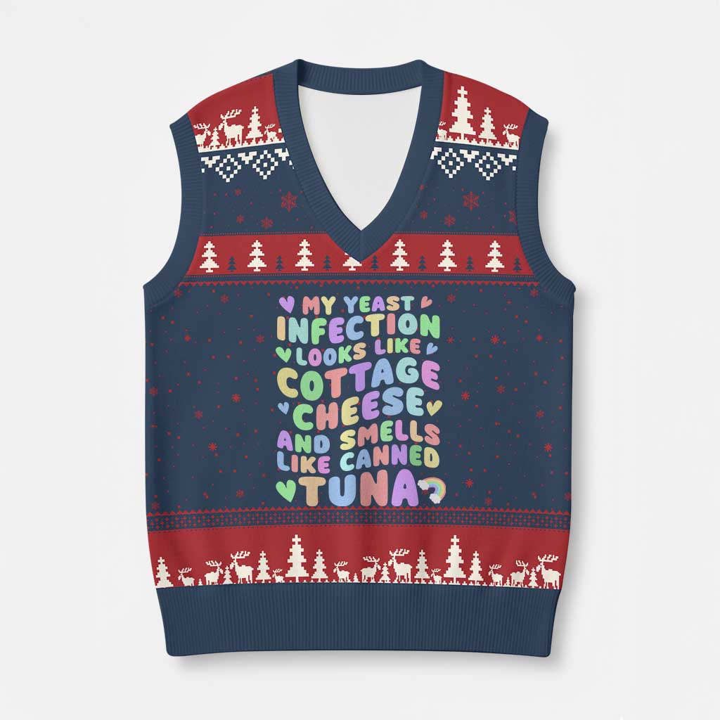 Inappropriate Adult V-Neck Knit Sweater Vest Funny My Yeast Infection Roulette Game - Wonder Print Shop