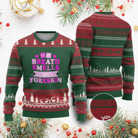 Dirty Humor Ugly Christmas Sweater My Breath Smells Like Foreskin - Wonder Print Shop