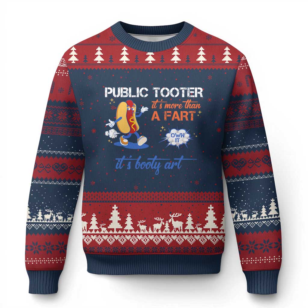 Public Tooter Ugly Christmas Sweater Its More Than A Fart Funny Inappropriate Embarrassing - Wonder Print Shop