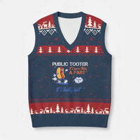 Public Tooter V-Neck Knit Sweater Vest Its More Than A Fart Funny Inappropriate Embarrassing - Wonder Print Shop