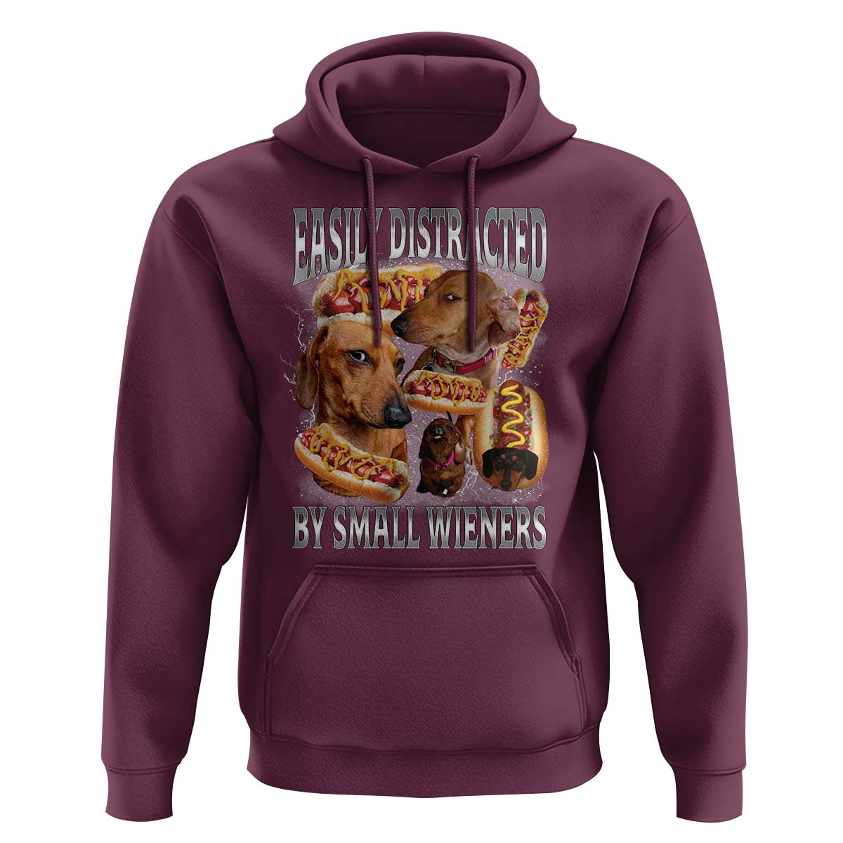 Funny Offensive Dachshund Hoodie Easily Distracted By Small Wieners Bootleg Meme