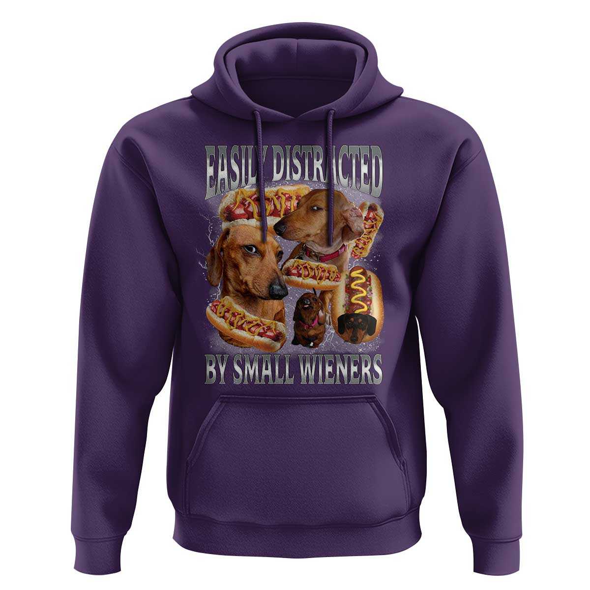 Funny Offensive Dachshund Hoodie Easily Distracted By Small Wieners Bootleg Meme