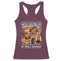 Funny Offensive Dachshund Racerback Tank Top Easily Distracted By Small Wieners Bootleg Meme