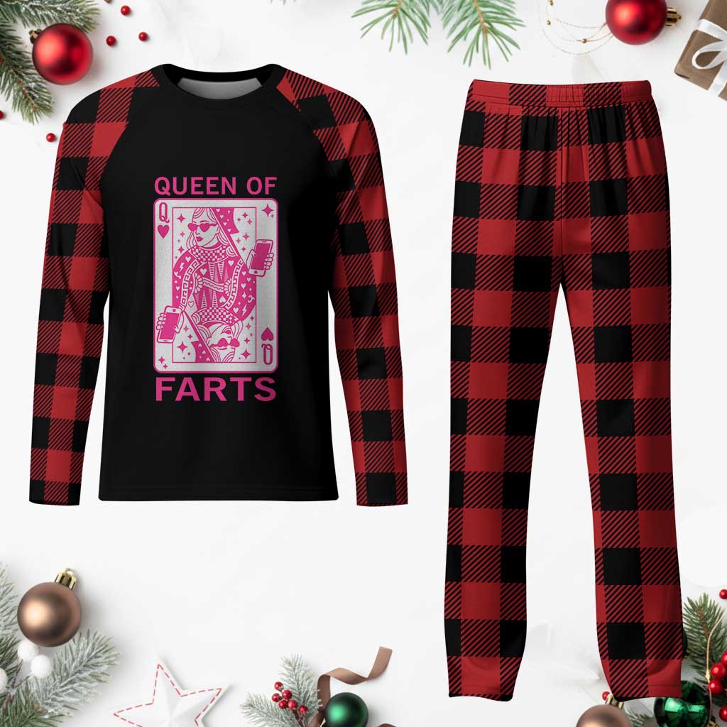 Queen of Farts Plaid Pajama Set Funny Joke Inappropriate Fart Prank Gift - Wonder Print Shop