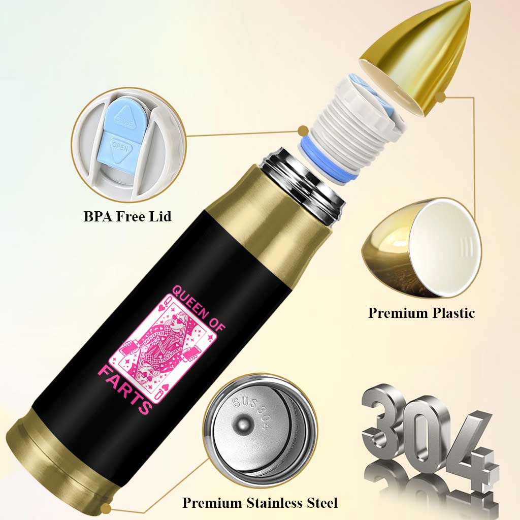 Queen of Farts Bullet Tumbler Funny Joke Inappropriate Fart Prank Gift - Wonder Print Shop