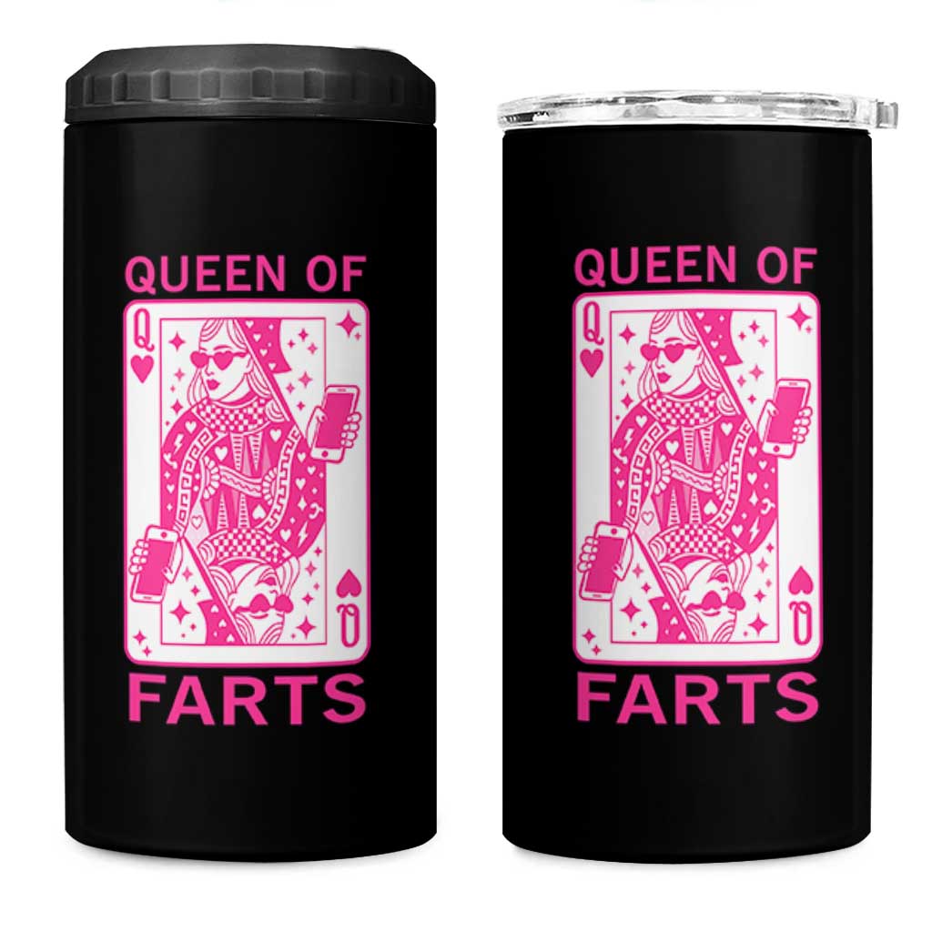 Queen of Farts 4 in 1 Can Cooler Tumbler Funny Joke Inappropriate Fart Prank Gift - Wonder Print Shop