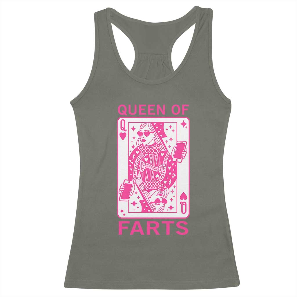 Queen of Farts Racerback Tank Top Funny Joke Inappropriate Fart Prank Gift - Wonder Print Shop