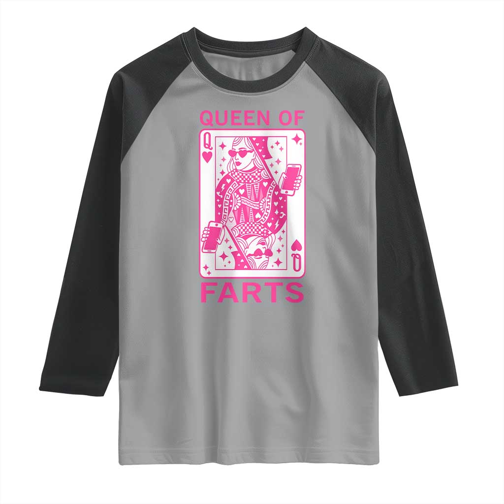 Queen of Farts Raglan Shirt Funny Joke Inappropriate Fart Prank Gift - Wonder Print Shop
