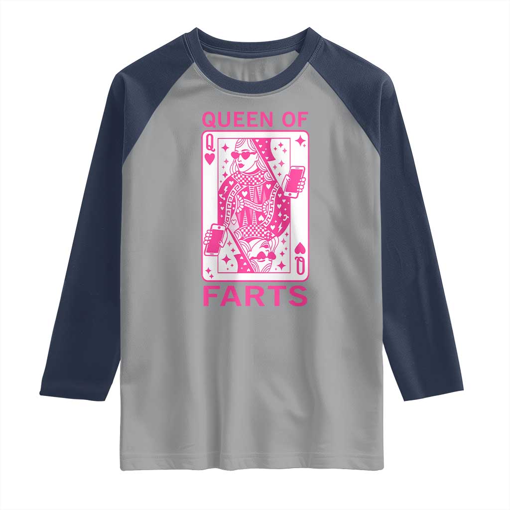 Queen of Farts Raglan Shirt Funny Joke Inappropriate Fart Prank Gift - Wonder Print Shop