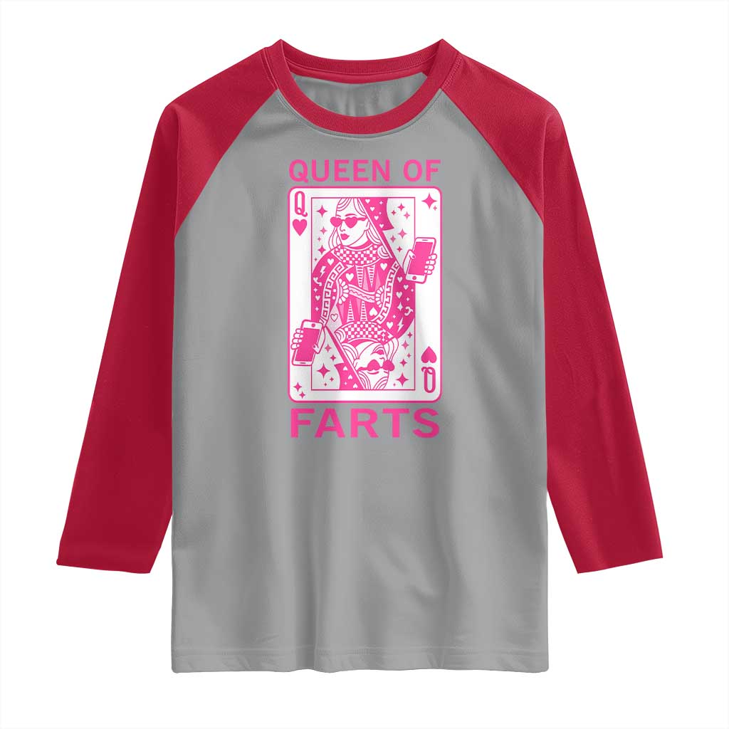 Queen of Farts Raglan Shirt Funny Joke Inappropriate Fart Prank Gift - Wonder Print Shop
