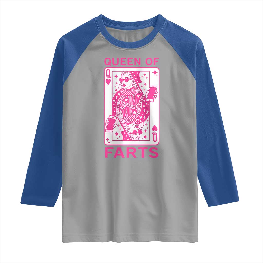Queen of Farts Raglan Shirt Funny Joke Inappropriate Fart Prank Gift - Wonder Print Shop