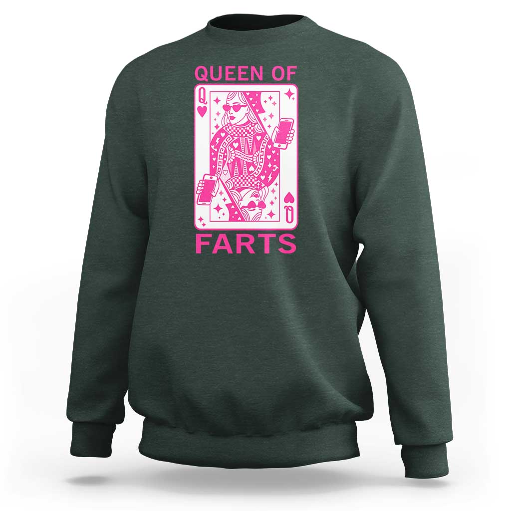 Queen of Farts Sweatshirt Funny Joke Inappropriate Fart Prank Gift - Wonder Print Shop