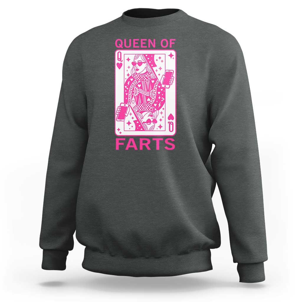 Queen of Farts Sweatshirt Funny Joke Inappropriate Fart Prank Gift - Wonder Print Shop