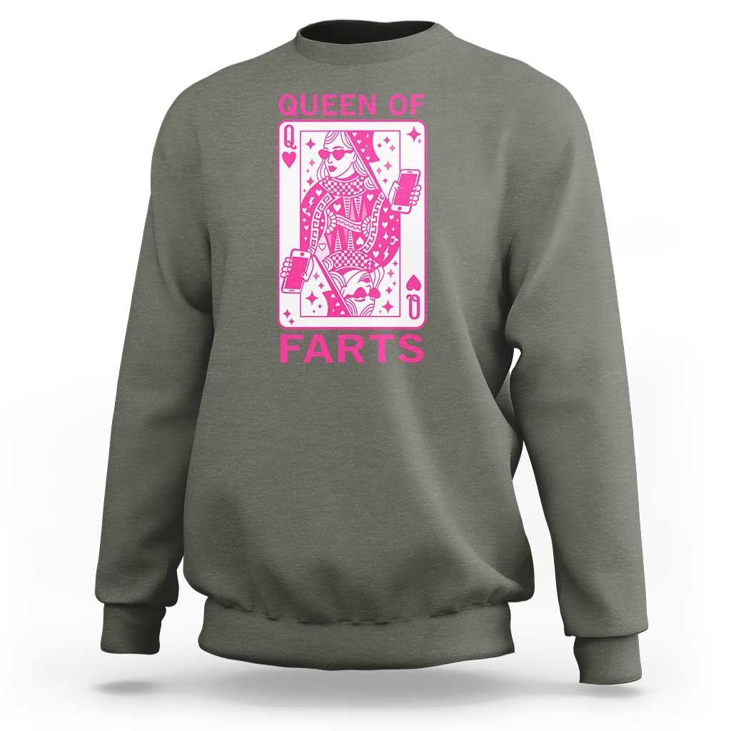 Queen of Farts Sweatshirt Funny Joke Inappropriate Fart Prank Gift - Wonder Print Shop
