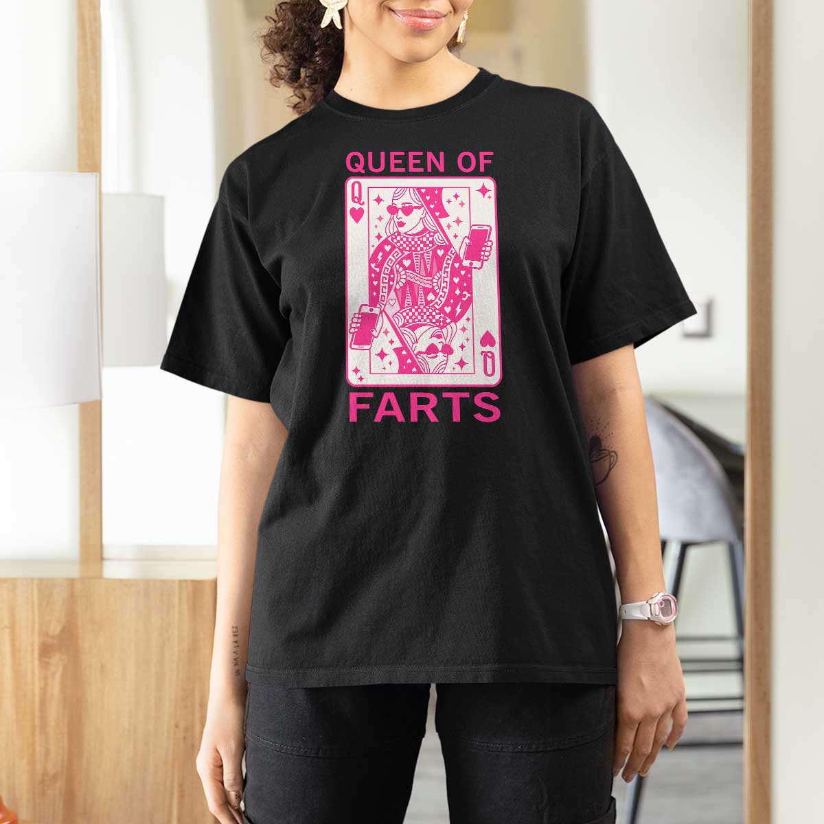 Queen of Farts T Shirt For Women Funny Joke Inappropriate Fart Prank Gift - Wonder Print Shop