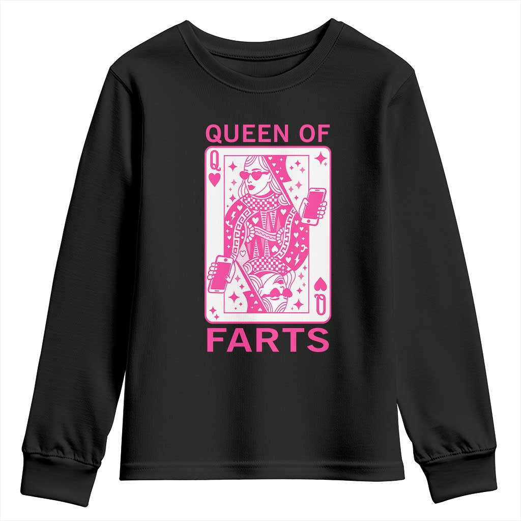 Queen of Farts Youth Sweatshirt Funny Joke Inappropriate Fart Prank Gift - Wonder Print Shop