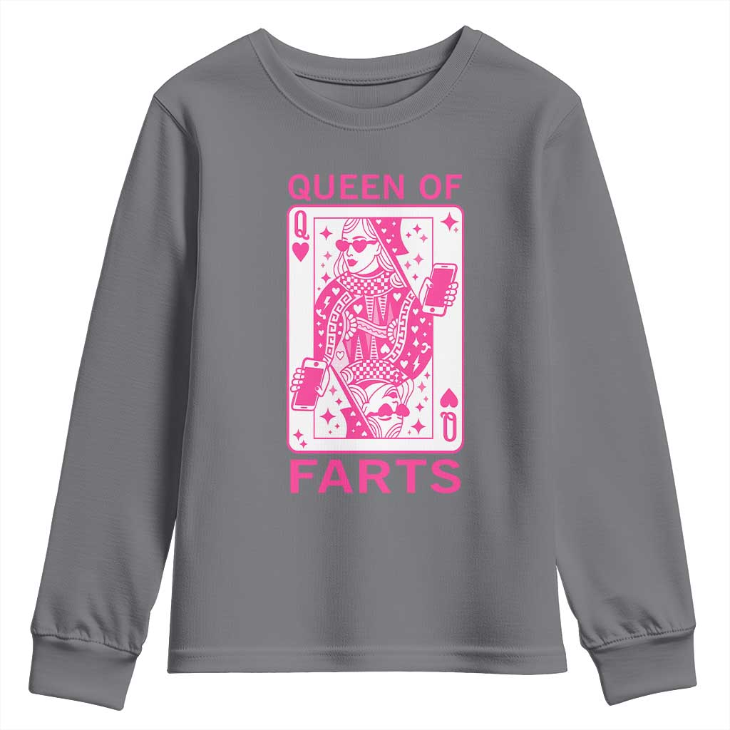 Queen of Farts Youth Sweatshirt Funny Joke Inappropriate Fart Prank Gift - Wonder Print Shop