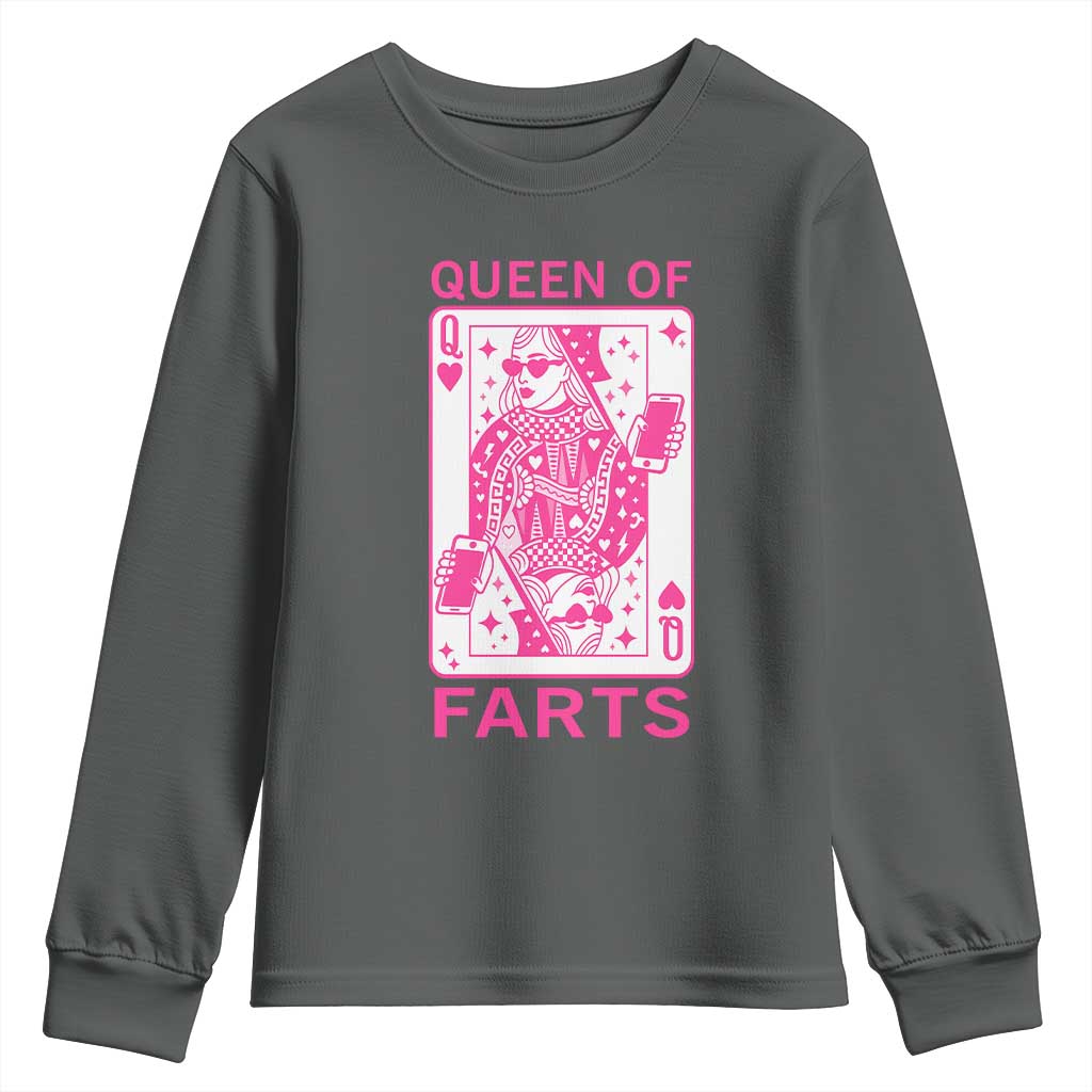 Queen of Farts Youth Sweatshirt Funny Joke Inappropriate Fart Prank Gift - Wonder Print Shop