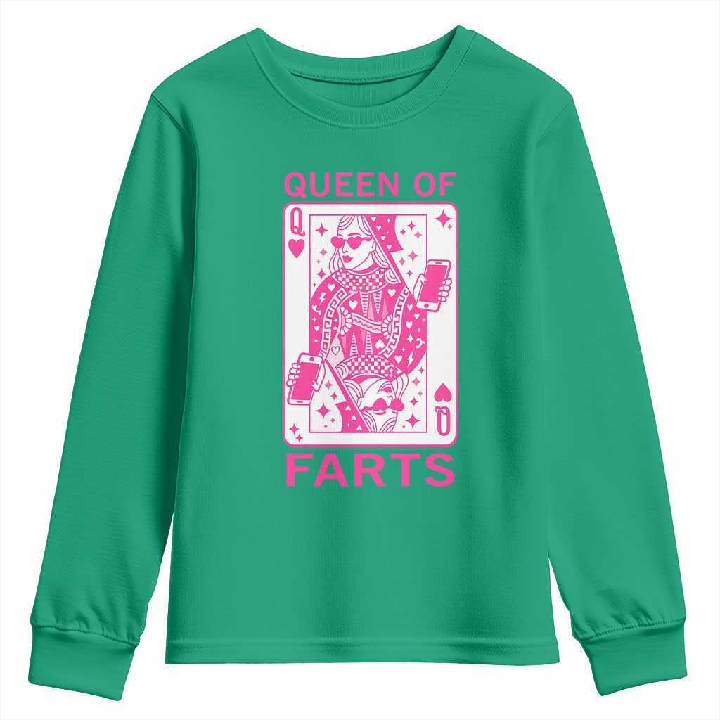 Queen of Farts Youth Sweatshirt Funny Joke Inappropriate Fart Prank Gift - Wonder Print Shop