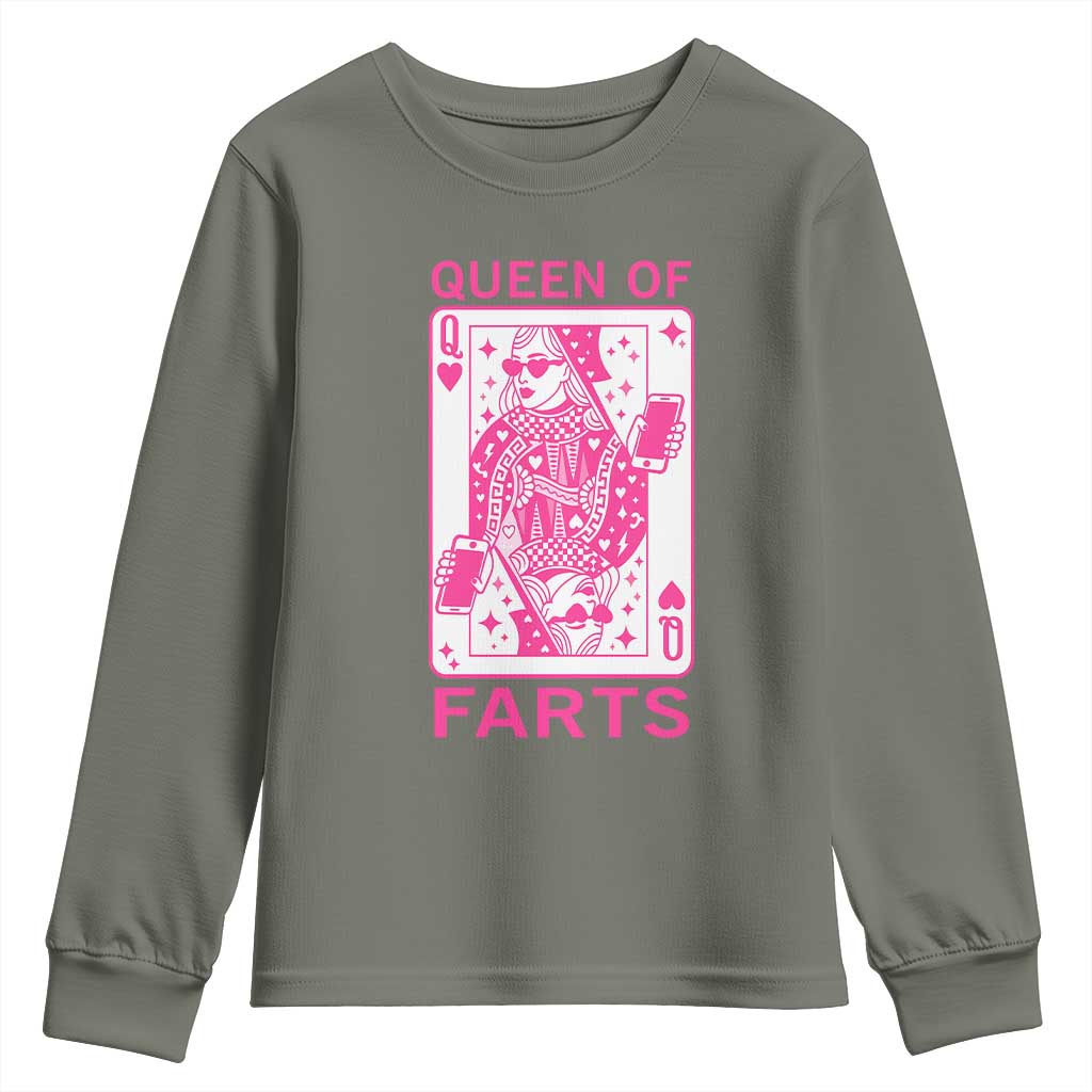 Queen of Farts Youth Sweatshirt Funny Joke Inappropriate Fart Prank Gift - Wonder Print Shop