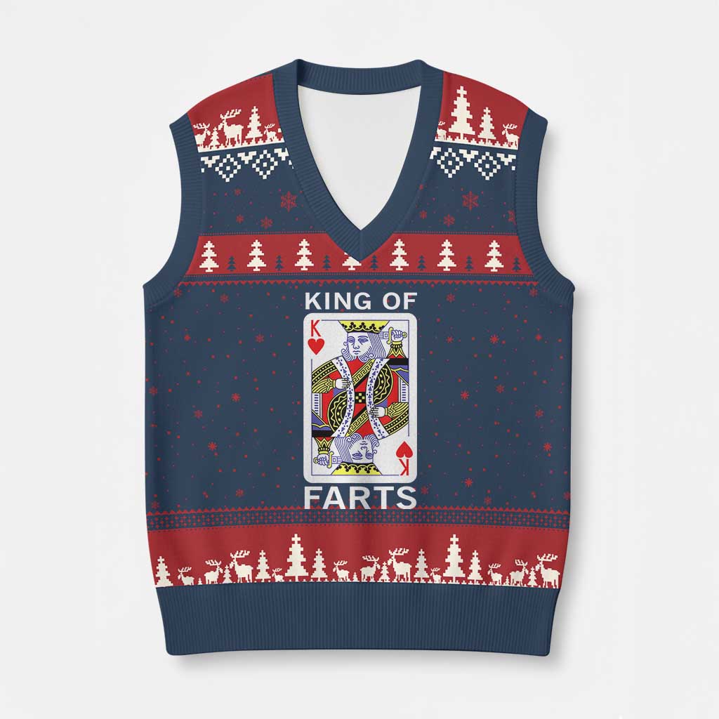 King of Farts V-Neck Knit Sweater Vest Funny Joke Inappropriate Fart Prank Gift - Wonder Print Shop