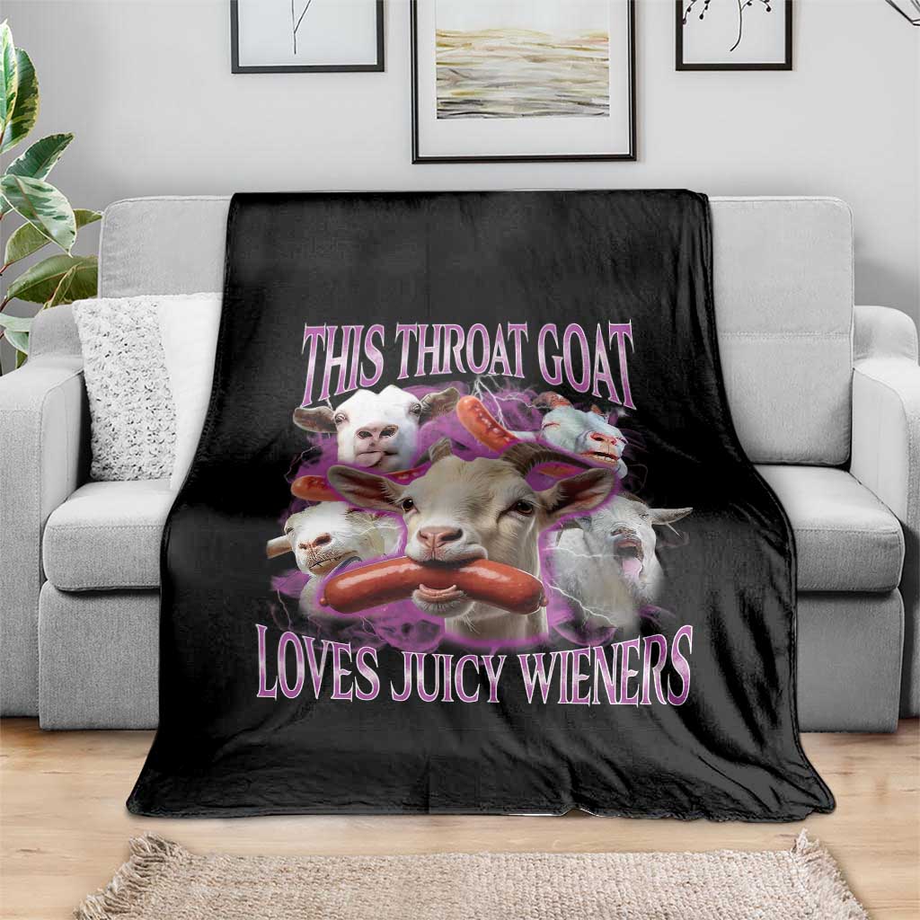 Funny Throat Goat Throw Blanket Swallows Juicy Wieners Inappropriate Adult - Wonder Print Shop