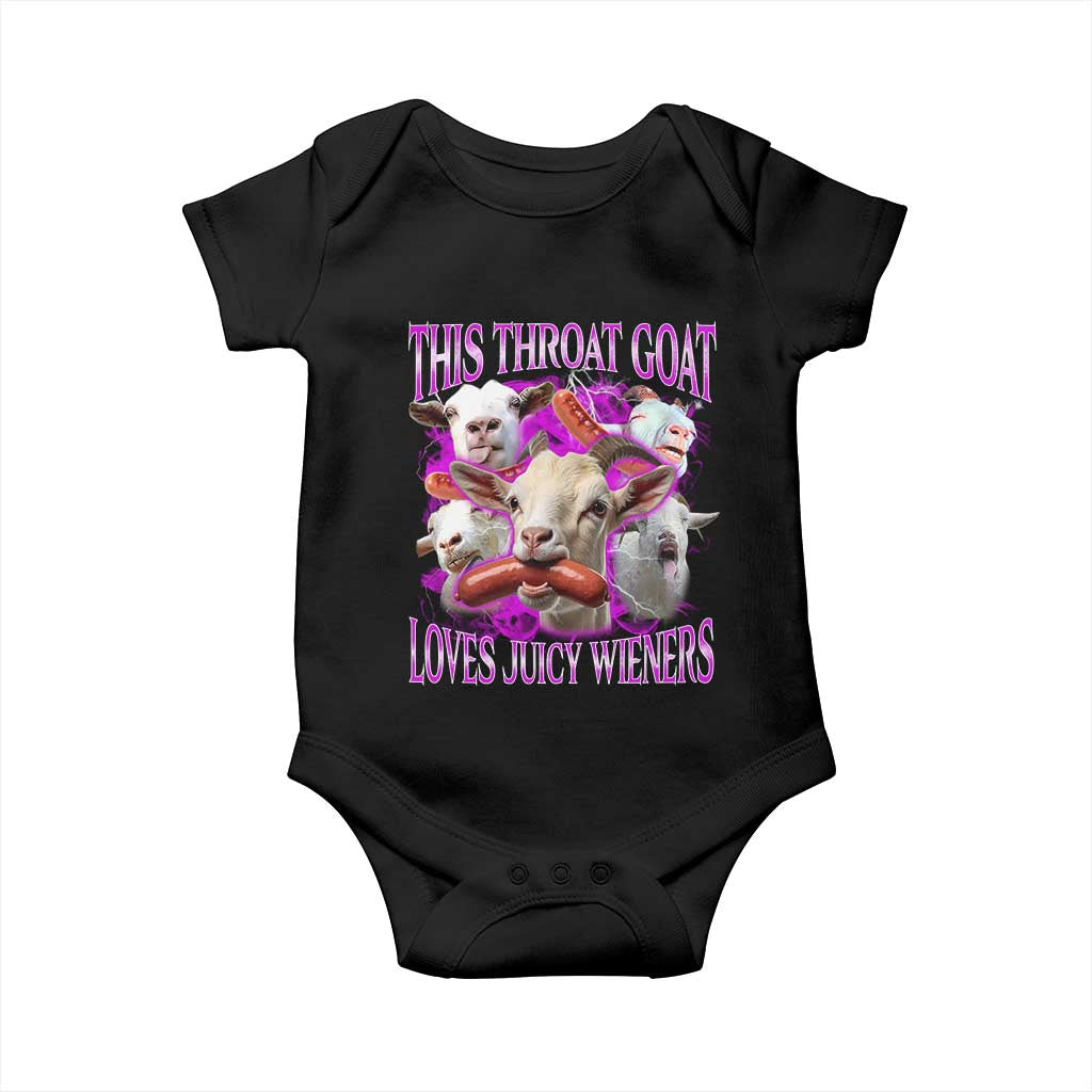 Funny Throat Goat Baby Onesie Swallows Juicy Wieners Inappropriate Adult - Wonder Print Shop