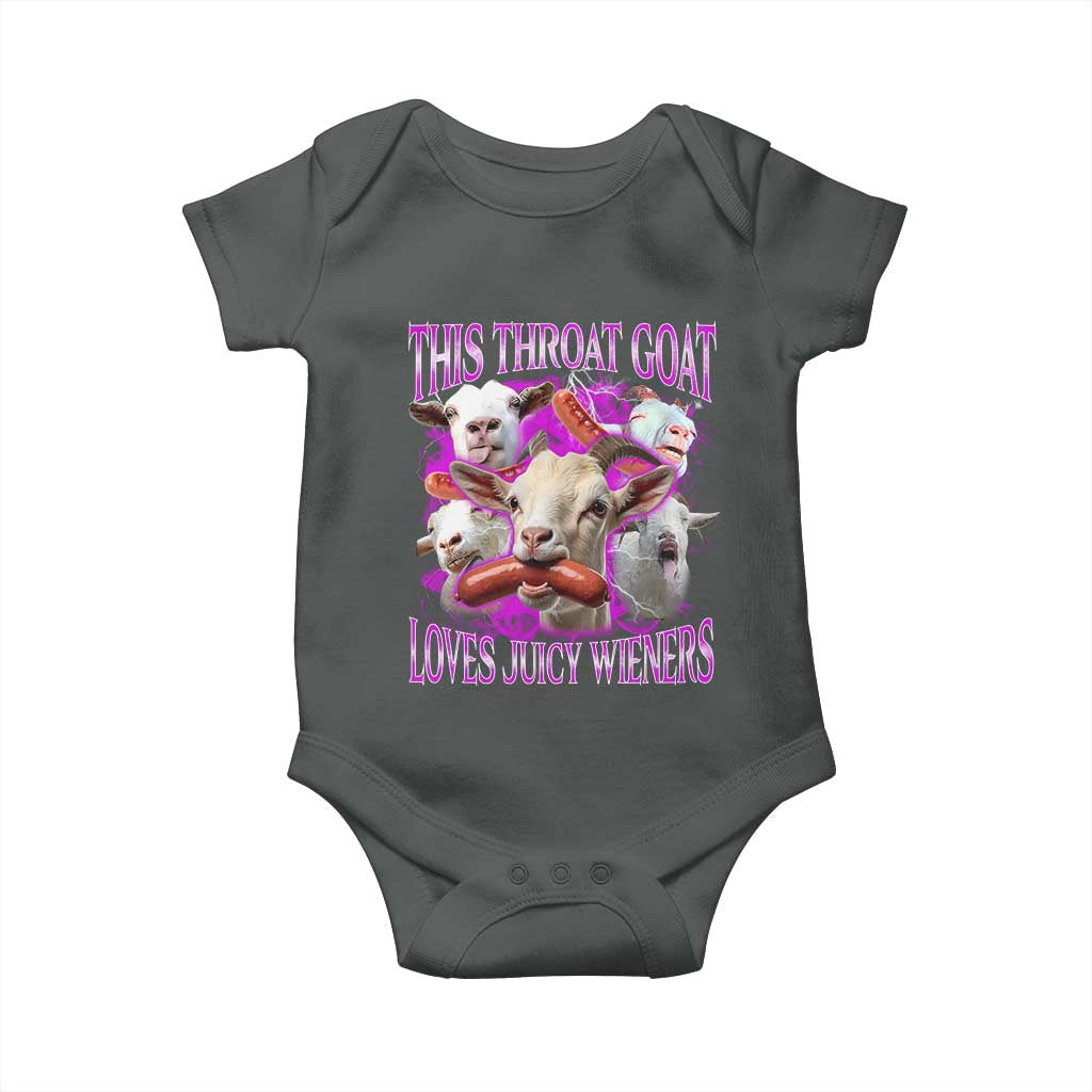 Funny Throat Goat Baby Onesie Swallows Juicy Wieners Inappropriate Adult - Wonder Print Shop