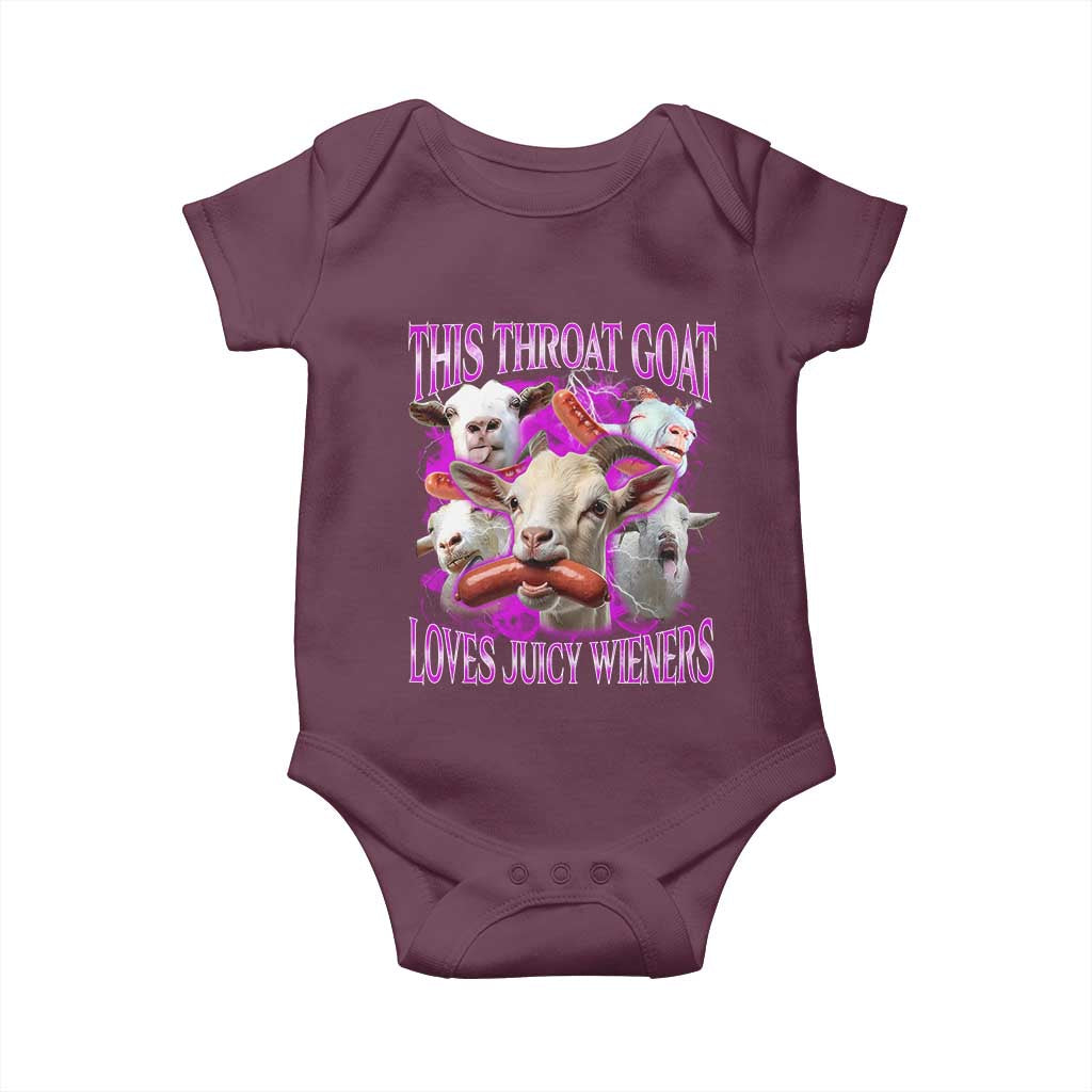 Funny Throat Goat Baby Onesie Swallows Juicy Wieners Inappropriate Adult - Wonder Print Shop
