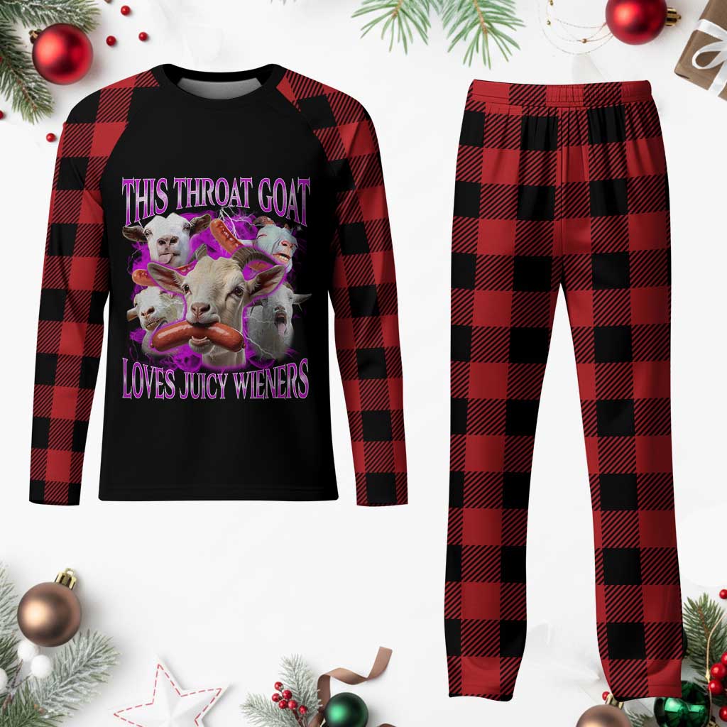 Funny Throat Goat Plaid Pajama Set Swallows Juicy Wieners Inappropriate Adult - Wonder Print Shop