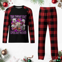 Funny Throat Goat Plaid Pajama Set Swallows Juicy Wieners Inappropriate Adult - Wonder Print Shop