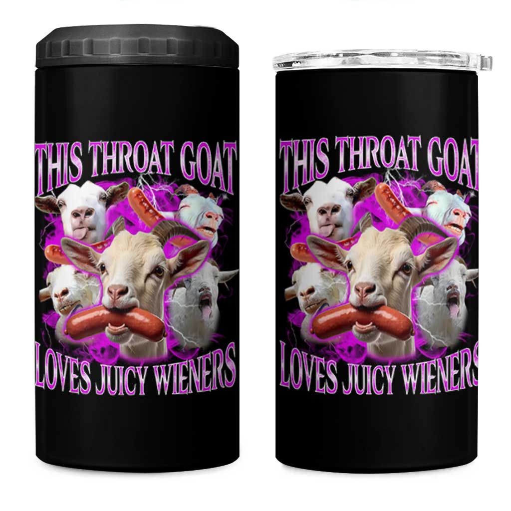 Funny Throat Goat 4 in 1 Can Cooler Tumbler Swallows Juicy Wieners Inappropriate Adult - Wonder Print Shop