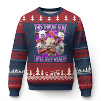 Funny Throat Goat Ugly Christmas Sweater Swallows Juicy Wieners Inappropriate Adult - Wonder Print Shop