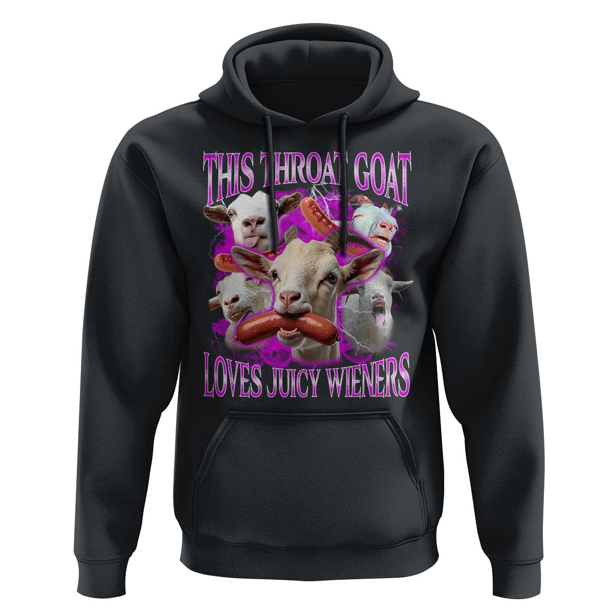 Funny Throat Goat Hoodie Swallows Juicy Wieners Inappropriate Adult - Wonder Print Shop