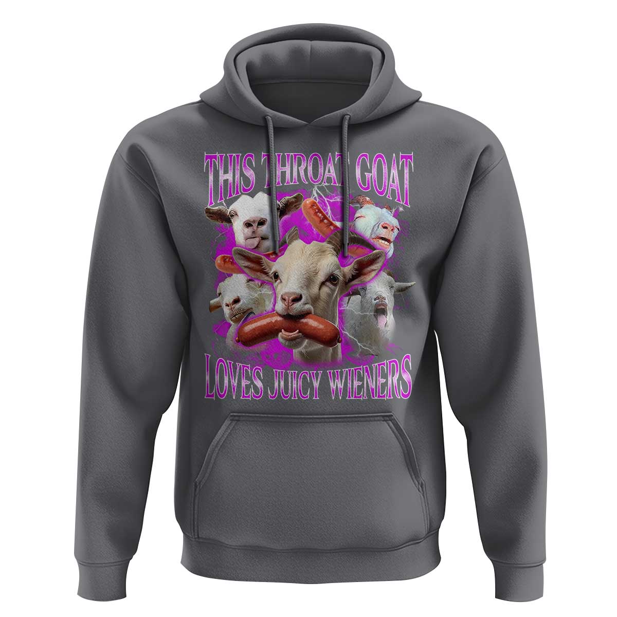 Funny Throat Goat Hoodie Swallows Juicy Wieners Inappropriate Adult - Wonder Print Shop