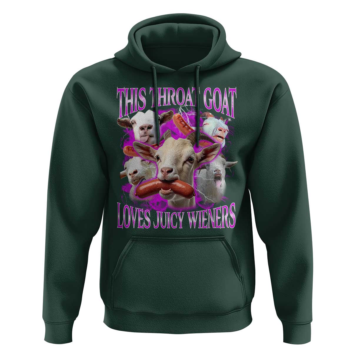 Funny Throat Goat Hoodie Swallows Juicy Wieners Inappropriate Adult - Wonder Print Shop