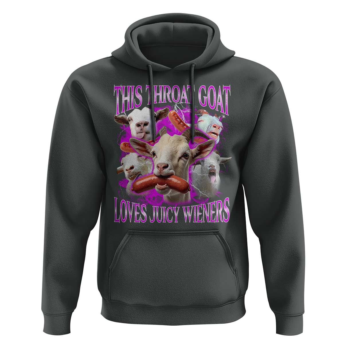 Funny Throat Goat Hoodie Swallows Juicy Wieners Inappropriate Adult - Wonder Print Shop
