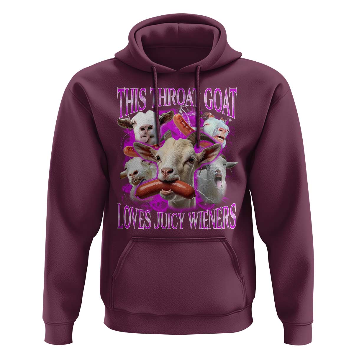 Funny Throat Goat Hoodie Swallows Juicy Wieners Inappropriate Adult - Wonder Print Shop