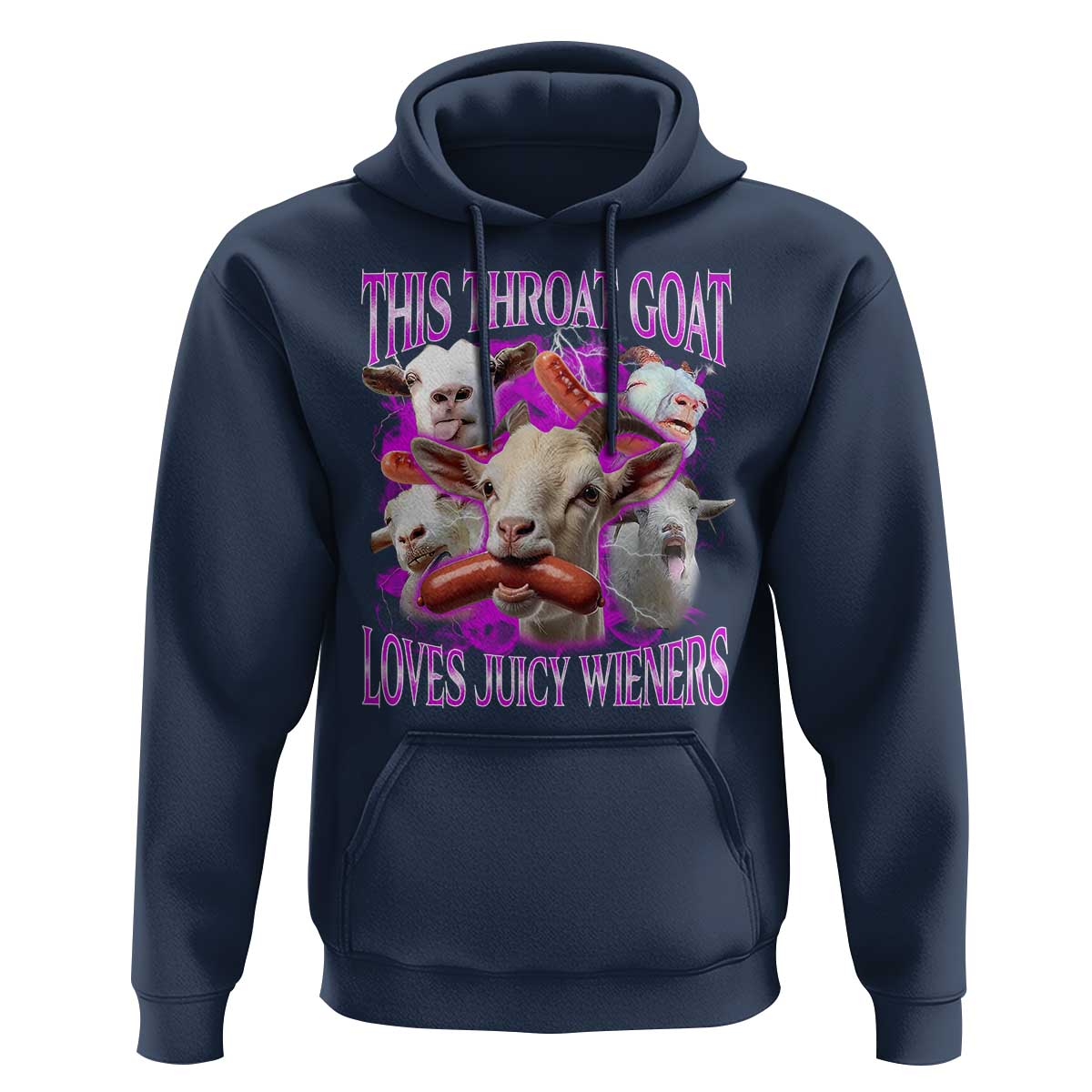Funny Throat Goat Hoodie Swallows Juicy Wieners Inappropriate Adult - Wonder Print Shop