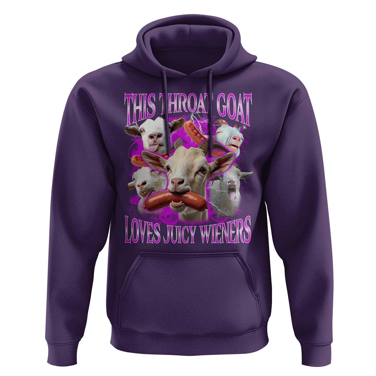 Funny Throat Goat Hoodie Swallows Juicy Wieners Inappropriate Adult - Wonder Print Shop