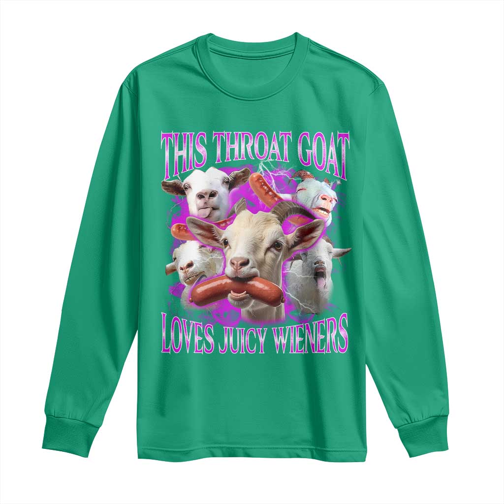 Funny Throat Goat Long Sleeve Shirt Swallows Juicy Wieners Inappropriate Adult - Wonder Print Shop