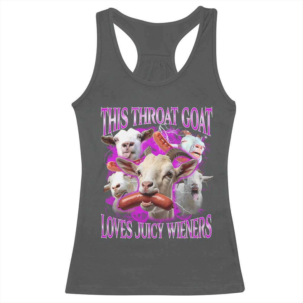 Funny Throat Goat Racerback Tank Top Swallows Juicy Wieners Inappropriate Adult - Wonder Print Shop