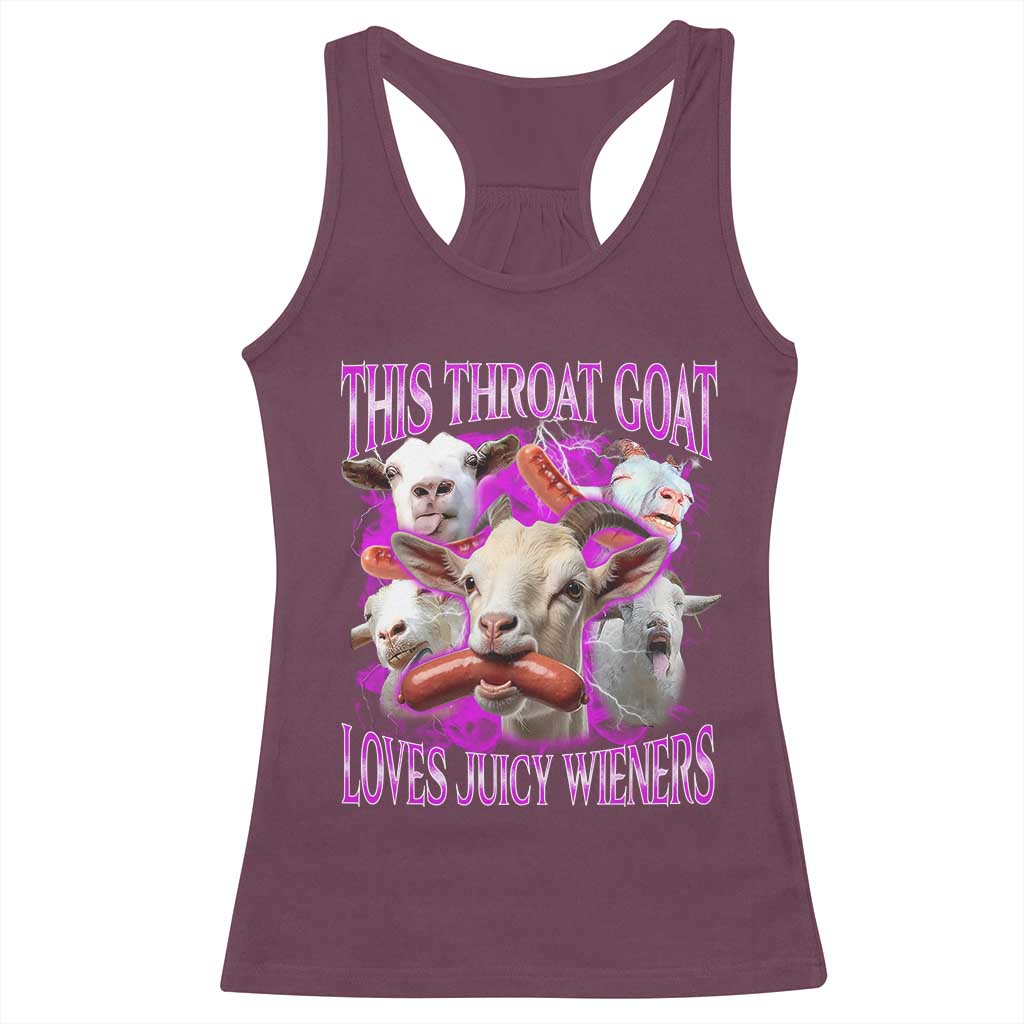 Funny Throat Goat Racerback Tank Top Swallows Juicy Wieners Inappropriate Adult - Wonder Print Shop