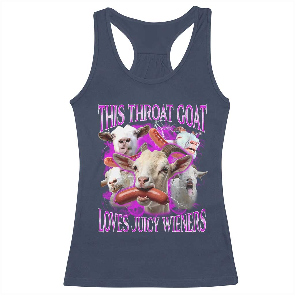 Funny Throat Goat Racerback Tank Top Swallows Juicy Wieners Inappropriate Adult - Wonder Print Shop