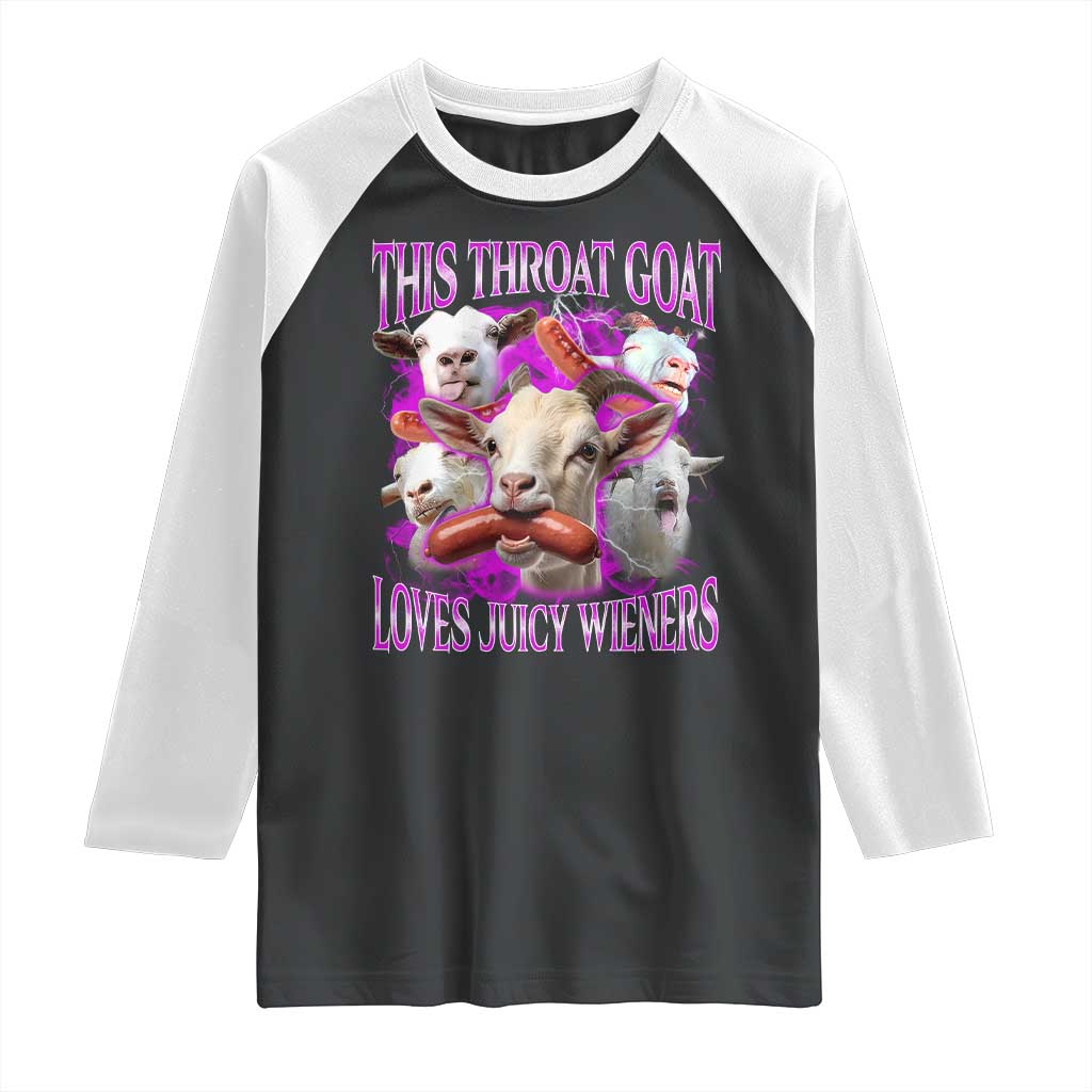 Funny Throat Goat Raglan Shirt Swallows Juicy Wieners Inappropriate Adult - Wonder Print Shop