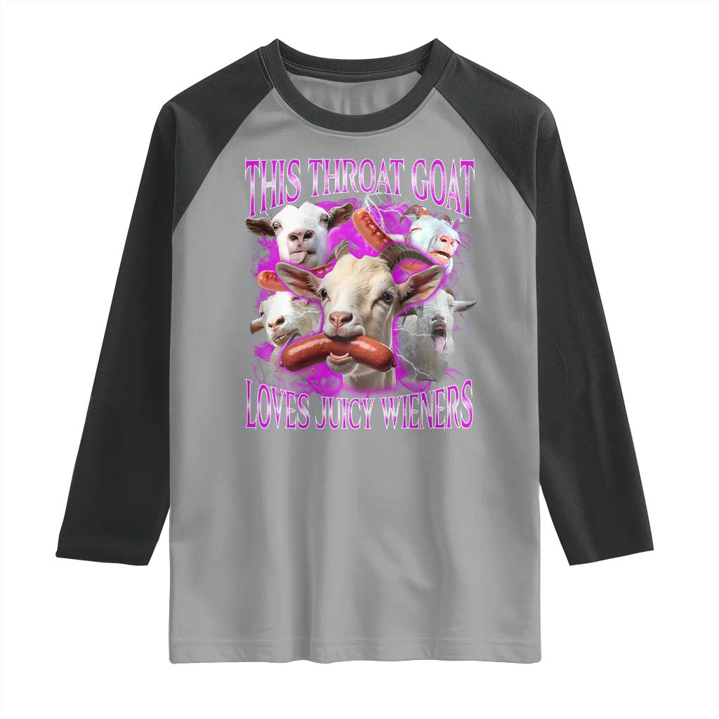 Funny Throat Goat Raglan Shirt Swallows Juicy Wieners Inappropriate Adult - Wonder Print Shop